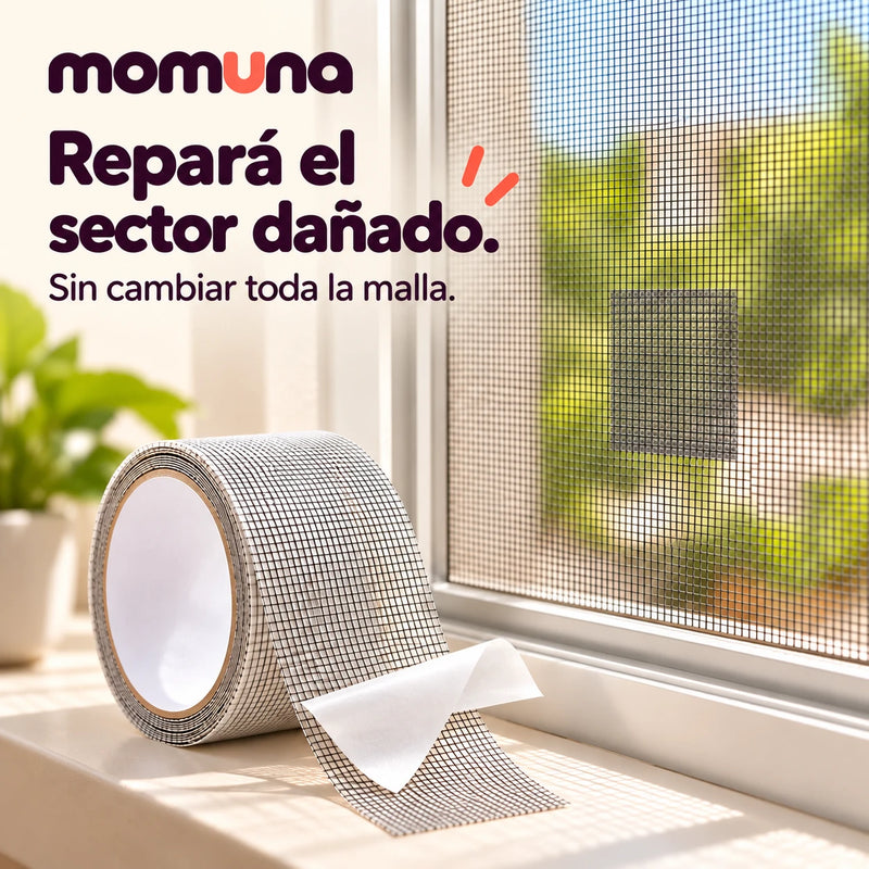Reparación localizada en una ventana con un parche de malla