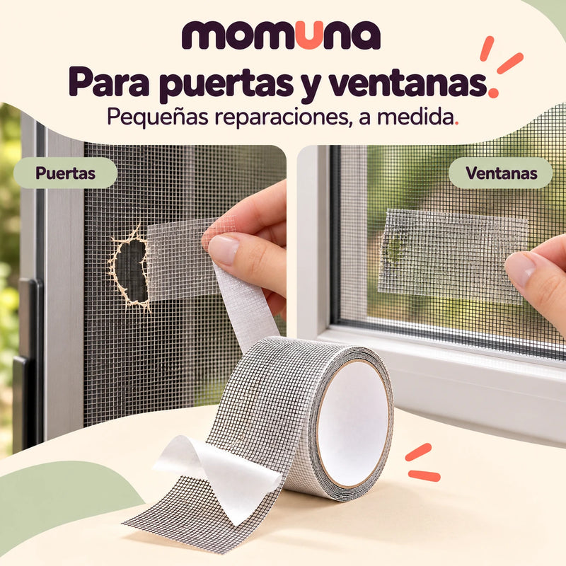 Cinta aplicada en mosquiteros de puerta y ventana