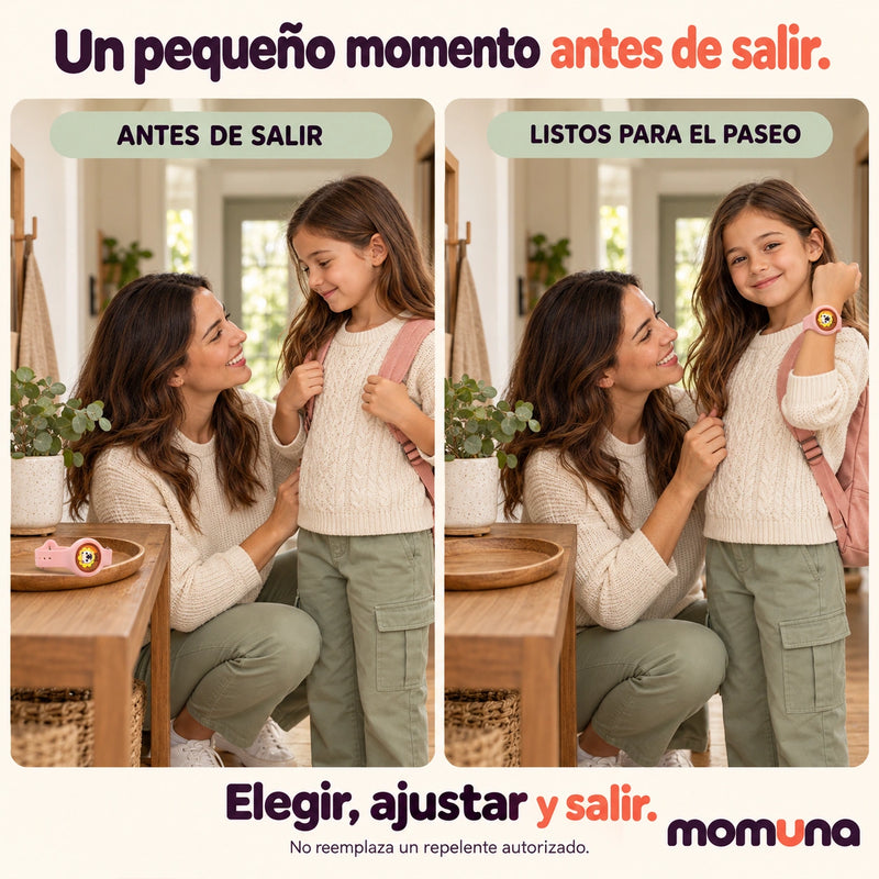 Antes y después de ponerse la pulsera para salir
