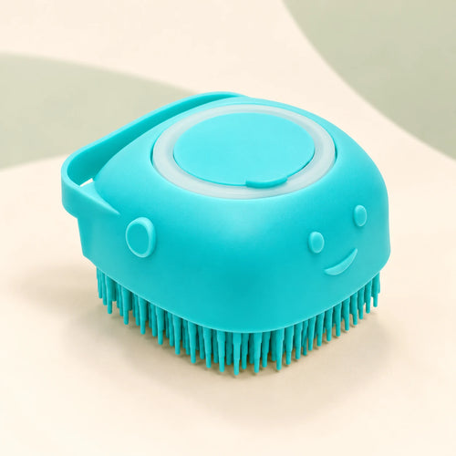 Cepillo de baño turquesa de silicona para mascotas