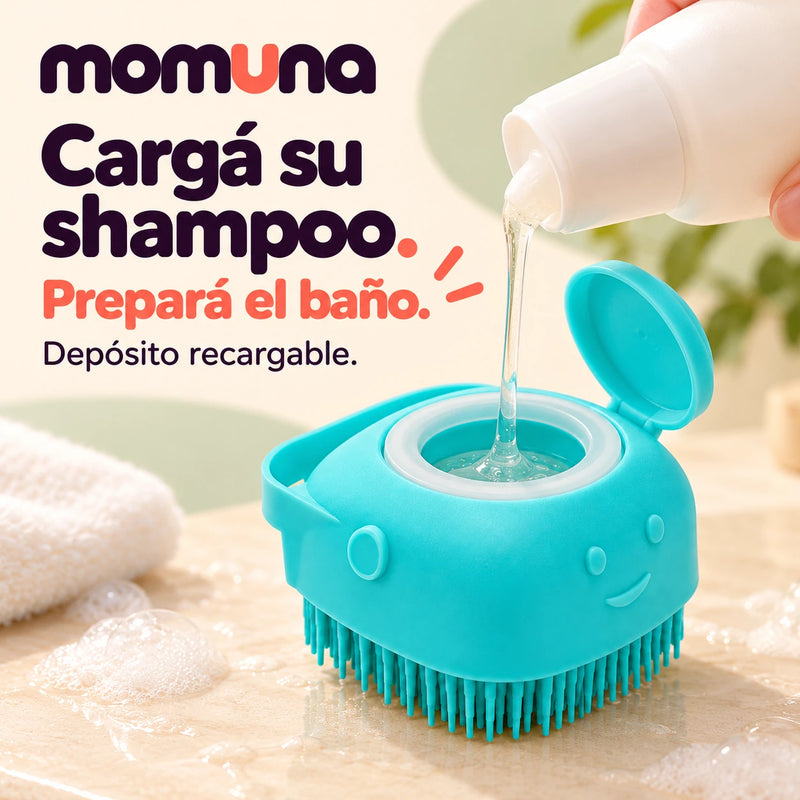 Carga de shampoo en el depósito del cepillo