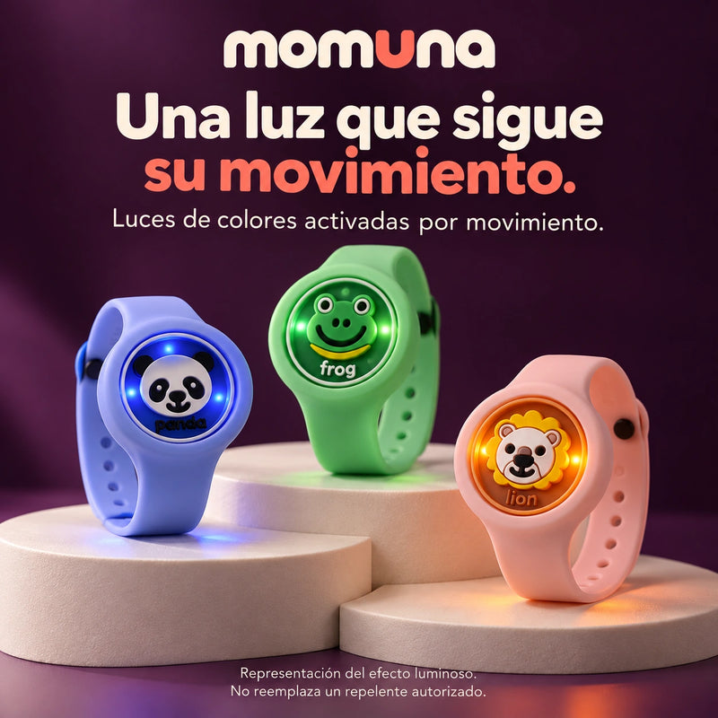 Pulseras con luces de colores encendidas