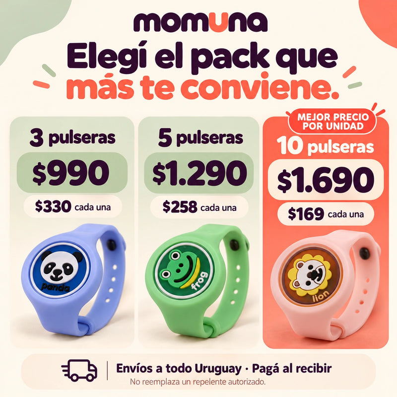 Packs de 3, 5 y 10 pulseras con precio por unidad